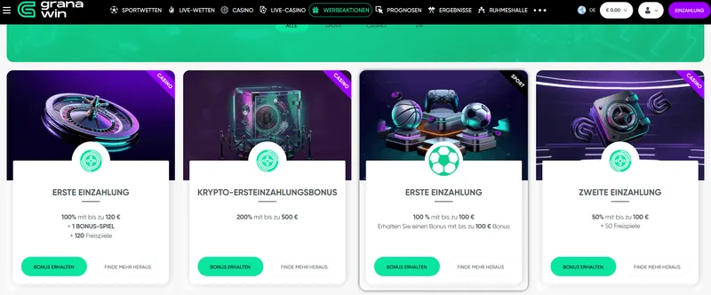 Screenshot bonus e giri gratuiti Granawin Casino